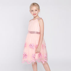 Girls Dress Butterfly Embroidered Halter Dress Party Size 5-12 Years