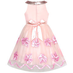 Girls Dress Butterfly Embroidered Halter Dress Party Size 5-12 Years