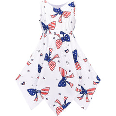 Girls Dress Flower Print Hanky Hem With Necklace Size 6-14 Years