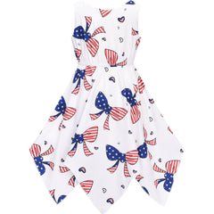 Girls Dress Flower Print Hanky Hem With Necklace Size 6-14 Years