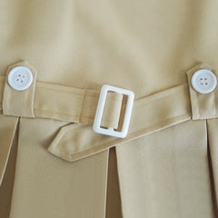 Girls Dress Khaki Button Back School Pleated Hem Size 6-14 Years