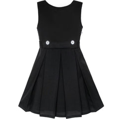 Girls Dress Khaki Button Back School Pleated Hem Size 6-14 Years