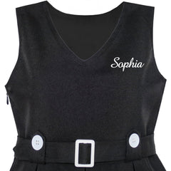 Girls Dress Khaki Button Back School Pleated Hem Size 6-14 Years