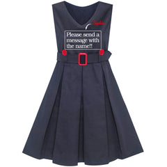 Girls Dress Khaki Button Back School Pleated Hem Size 6-14 Years