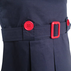 Girls Dress Khaki Button Back School Pleated Hem Size 6-14 Years