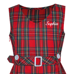 Girls Dress Khaki Button Back School Pleated Hem Size 6-14 Years