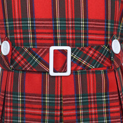 Girls Dress Khaki Button Back School Pleated Hem Size 6-14 Years