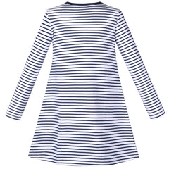 Girls Dress Long Sleeve Butterfly Color Contrast Casual Everyday Wearing Size 3-8 Years