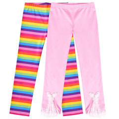 Girls Pants 3-Pack Cotton Leggings Lace Stretchy Kids Toddler Size 2-8 Years