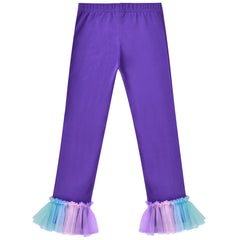 Girls Pants 3-Pack Cotton Leggings Lace Stretchy Kids Toddler Size 2-8 Years