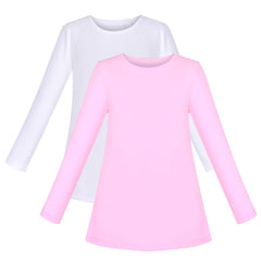 2 Packs Girls Top Tee Shirt Long Sleeve School Uniform Size 2-12 Years