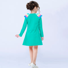 Girls Dress Long Sleeve Christmas Bow Tie Holiday Party Size 2-12 Years