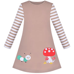 Girls Dress Long Sleeve Butterfly Color Contrast Casual Everyday Wearing Size 3-8 Years