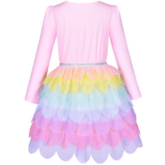 Girls Dress Christmas Santa Hat Long Sleeve Party Dress Size 3-12 Years