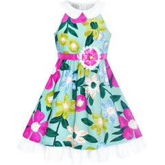 Girls Dress Flower Summer Beach Dress Size 2-12 Years