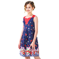 Girls Dress Heart Print Size 4-12 Years Christmas