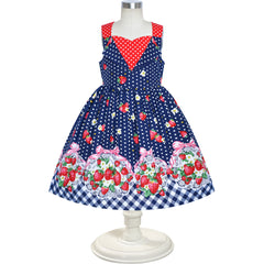 Girls Dress Heart Print Size 4-12 Years Christmas
