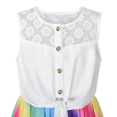 Girls Dress Chiffon Floral High-Low Tie Waist Party Princess Size 7-14 Years