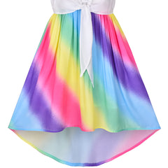 Girls Dress Chiffon Floral High-Low Tie Waist Party Princess Size 7-14 Years