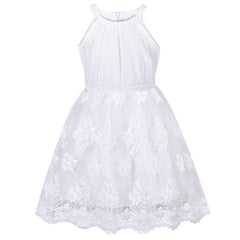 Girls Dress Butterfly Embroidered Halter Dress Party Size 5-12 Years