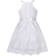 Girls Dress Butterfly Embroidered Halter Dress Party Size 5-12 Years