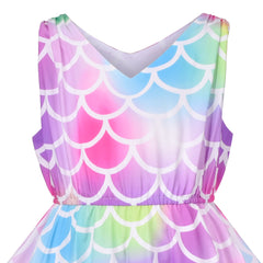 Girls Dress Flower Print Hanky Hem With Necklace Size 6-14 Years