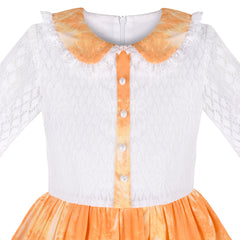 Girls Dress Lace Pearl Plum Blossom Elegant Princess Dress Size 4-14 Years