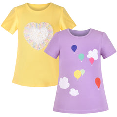 2 Packs Girls Top Tee Shirt Long Sleeve School Uniform Size 2-12 Years