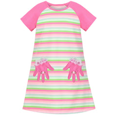 Girls Dress T-shirt Cotton Bird Embroidered Short Sleeve Size 2-8 Years