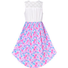 Girls Dress Chiffon Floral High-Low Tie Waist Party Princess Size 7-14 Years