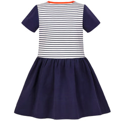 Girls Dress Cotton Unicorn Sequin Short Sleeve Casual Size 3-12 Years