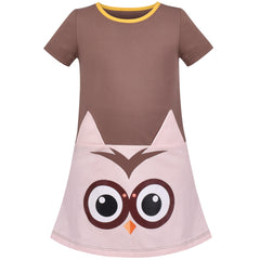 Girls Dress T-shirt Cotton Bird Embroidered Short Sleeve Size 2-8 Years