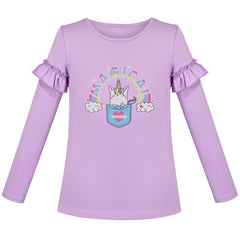 2 Packs Girls Top Tee Shirt Long Sleeve School Uniform Size 2-12 Years