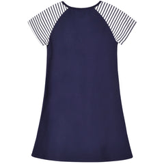 Girls Dress T-shirt Cotton Bird Embroidered Short Sleeve Size 2-8 Years