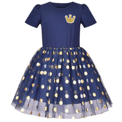 Girls Dress Short Sleeve Rainbow Tulle Skirt Birthday Party Size 4-10 Years