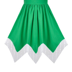 Girls Dress Flower Print Hanky Hem With Necklace Size 6-14 Years