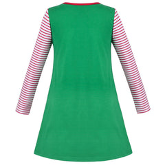 Girls Dress Long Sleeve Daisy Flower Striped Casual Cotton Size 3-12 Years