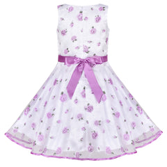 3 Layers Girls Dress flower Wave Pageant Bridesmaid Size 4-12 Years