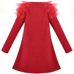 Girls Dress Long Sleeve Daisy Flower Striped Casual Cotton Size 3-12 Years