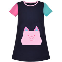 Girls Dress T-shirt Cotton Bird Embroidered Short Sleeve Size 2-8 Years