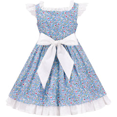 Girls Dress Polka Dot Overlap Design With Trim Size 3-14 Years
