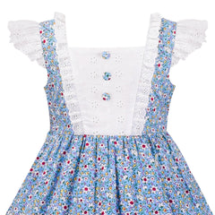 Girls Dress Polka Dot Overlap Design With Trim Size 3-14 Years
