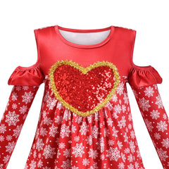 Girls Dress Long Sleeve Daisy Flower Striped Casual Cotton Size 3-12 Years