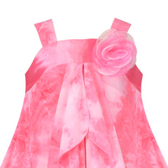 Girls Dress Sleeveless Halter Flower Multi Layer Chiffon Size 3-14 Years