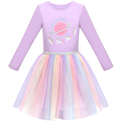 Girls Dress Long Sleeve Christmas Owl Sparkling Sequin Tulle Size 3-14 Years