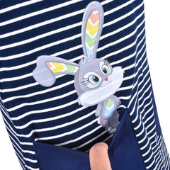 Girls Dress Long Sleeve Daisy Flower Striped Casual Cotton Size 3-12 Years