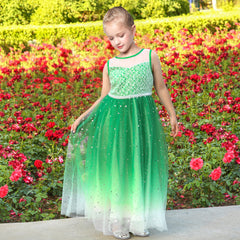 Girls Dress Flower Lace Top Burgundy Gradient Skirt Sleeveless Size 6-14 Years