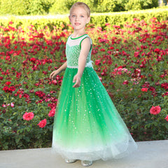 Girls Dress Flower Lace Top Burgundy Gradient Skirt Sleeveless Size 6-14 Years