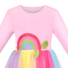 Girls Dress Cream Sequin Heart Butterfly Tulle Skirt Long Sleeve Size 3-12 Years