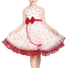 3 Layers Girls Dress flower Wave Pageant Bridesmaid Size 4-12 Years